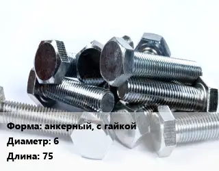 Болт анкерный, с гайкой 6х75